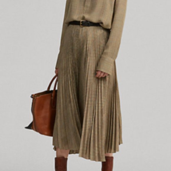Polo Ralph Lauren Plaid Pleated Midi Skirt - Picture 1 of 8